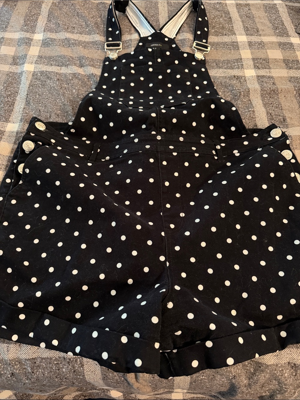 Forever 21 Black & White Polka Dot Short Overalls